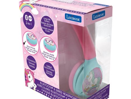 Lexibook Unicorn 2 in 1 Bluetooth® and Wired comfort foldable Headphones with kids safe volume Online now