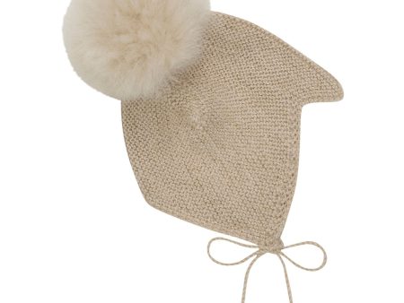 Huttelihut Camel Melange Bonnet Wool Knit Alpaca Pompom Discount