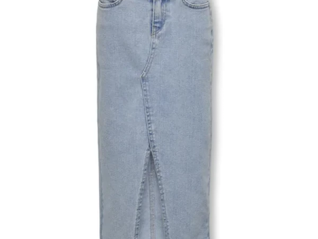 Kids ONLY Light Blue Denim Siri Front Slit Denim Skirt For Sale