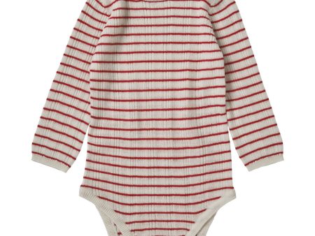 FUB Ecru Red Baby Rib Bodysuit Ls Cheap