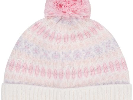 COPENHAGEN COLORS Lavender Combi Merino Pattern Beanie W. Pompom Online Sale