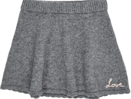 COPENHAGEN COLORS Grey Mel Cashmere Skirt W. Emb Discount